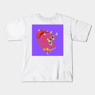 Double Happiness Koi Fish Light Purple with Red Symbol - Hong Kong Retro Kids T-Shirt